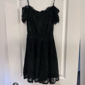 Black off the shoulder lace dress